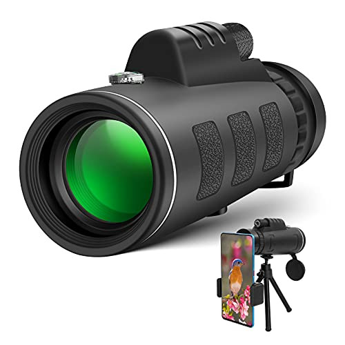 SOOKU 40X60 Monocular Telescope, Waterproof Monocular Scope Telescope for Adults and Kids, High Power HD Monocular with Smartphone Holder  and  Tripod for Bird Watching, Camping, Wildlife Hiking
