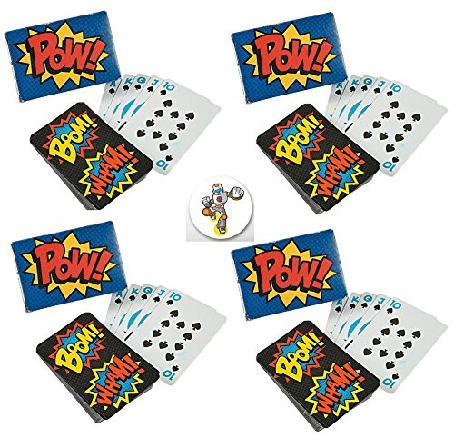 24 Superhero Sound Effect Playing Card Decks Plus a Bonus Superhero Button