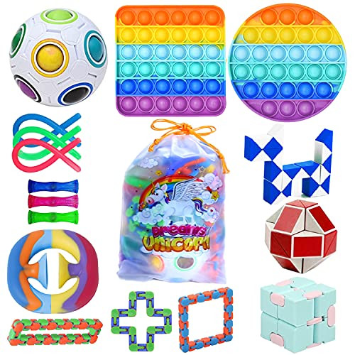 DOBKDTUYS Sensory Fidget Toys Set Stress Relief Hand Toys for Adults Kids ADHD ADD Anxiety Autism Perfect for Birthday Party Favors School Classroom Rewards Carnival Prizes Pinata Goodie Bag Fillers