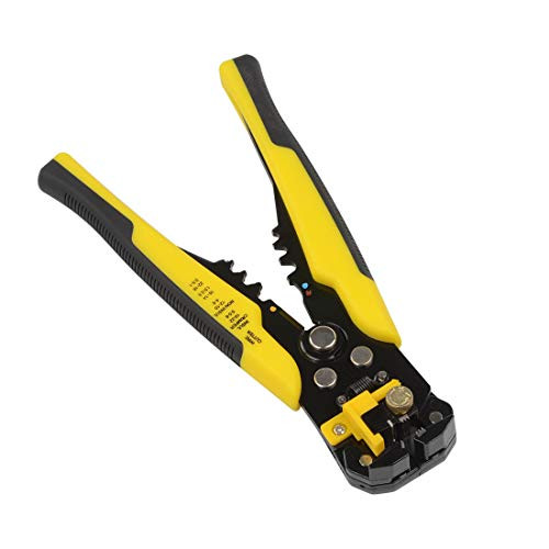 Wolfwhoop Wire Stripper 24-10 AWG-0.2~6.0mm²- Dromild Automatic Wire Stripping Tool, 8 Inch Self-adjusting Wire Stripper, 3 in 1 Wire Stripping Pliers for Wire Stripping, Cutting, Crimping