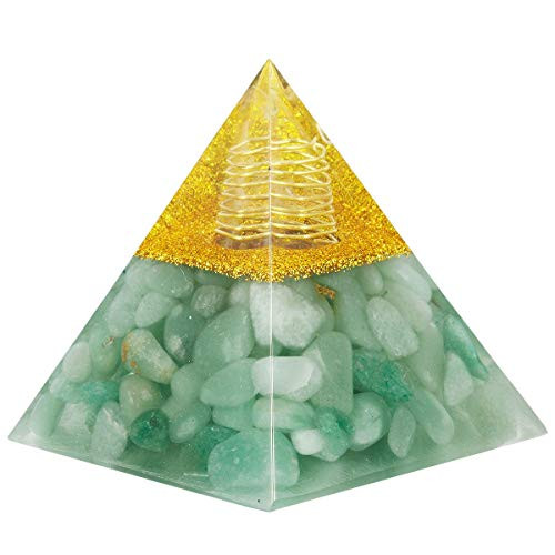 Rockcloud Healing Crystal Colorful Green Aventurine Wire Wrapped Pyramid Metaphysical Stone Figurine