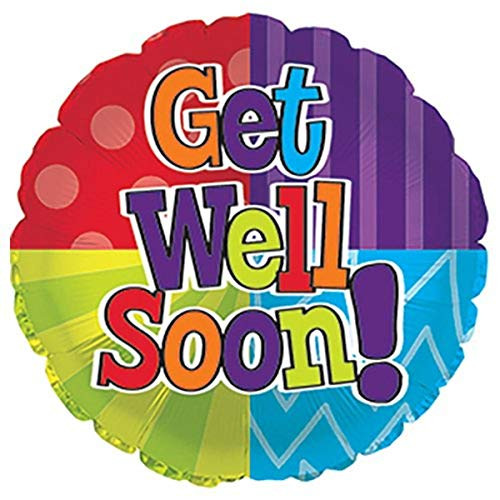 CTI Balloons 114034 Get Well Soon Dot  and  Stripe, 17", Multicolor