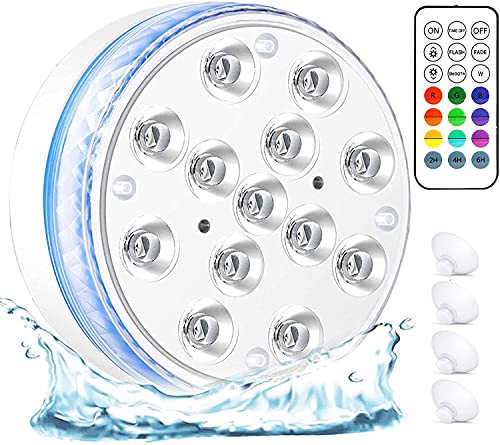 Submersible LED Lights with Remote Waterproof Pool Lights Inground Pool Lights with Magnets Suction Cup,16 Colors Changing Underwater Lights-1 Pack- Submersible LED Lights with Remote Waterproof Pool Lights Inground Pool Lights with Magnets Suction Cup,16 Colors Changing Underwater Lights-1 Pack-