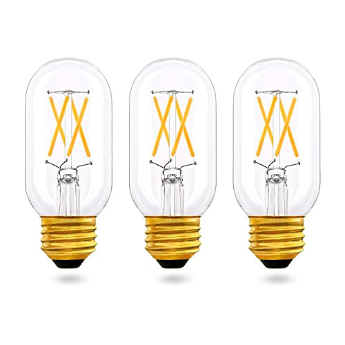 T45/T14 E26 LED Tube Edison Bulb 40 Watt Equivalent, Soft White 3000K, AIELIT Dimmable Antique LED Tubular Filament Light Bulbs for Chandelier Bathroom Vanity Ceiling Fan Pendant, 3-Pack