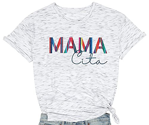 Women Mamacita T Shirt Mom Mexican Funny tee Shirt Spanish Cinco de Mayo Letter Print tee top White