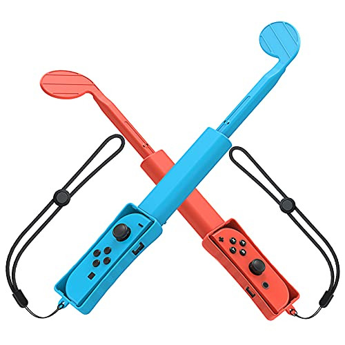 2 Pack Switch Joycon Grip for Mario Golf Super Rush, YUANHOT Joy Con Controller Holder Switch Handle Grip Accessories with Strap for Nintendo Switch Golf Games - Blue  and  Red