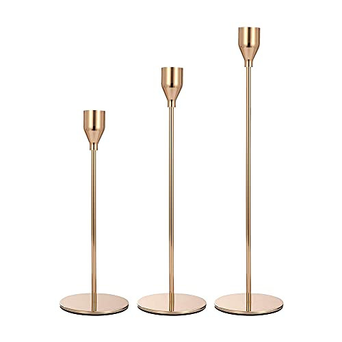 Taper Candle Holders Table Decorative Candlestick Holder for Wedding Dinning Party Candle Holders for Taper Candles Metal Candle Stand Metal Candelabra Fits 3/4 Inch Slim Candles  and  Led
