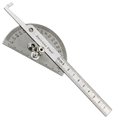 Angle Protractor Foutou Stainless Steel 180 Angle Measure Arm Ruler Gauge Tool 10cm