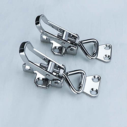2Pcs Cabinet Boxes Lever Handle Toggle Catch Latch Lock Clamp Hasp Stainless Steel