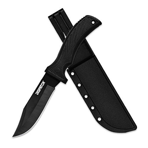 DISPATCH Tactical Fixed Blade Knife Bushcraft Survival Hunting Tool, Non-slip Stylish Handle, with Practical Kydex Sheath, for Camping, Hunting, Adventure, 9 inch Overall