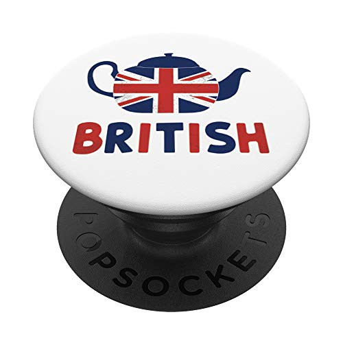 British Flag Teapot Vintage Union Jack England UK PopSockets Grip and Stand for Phones and Tablets