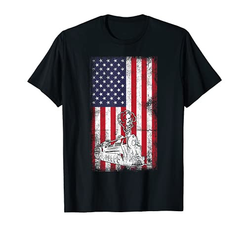 Steam Locomotive Engine US American Flag 4th Fourth of July T-Shirt Steam Locomotive Engine US American Flag 4th Fourth of July T-Shirt