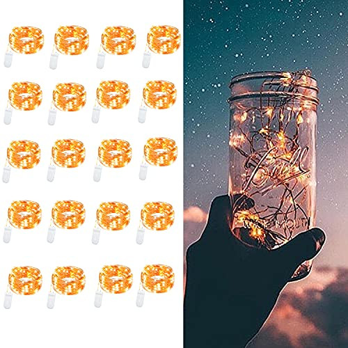 LEDIKON 20 Pack Led Fairy Lights Battery Operated,3.3ft 20 LED Copper Wire Warm White Firefly Mason Jar Lights,Waterproof Mini LED String Lights for Mason Jars Party Crafts Wedding Decorations LEDIKON 20 Pack Led Fairy Lights Battery Operated,3.3ft 20 LED Copper Wire Warm White Firefly Mason Jar Lights,Waterproof Mini LED String Lights for Mason Jars Party Crafts Wedding Decorations