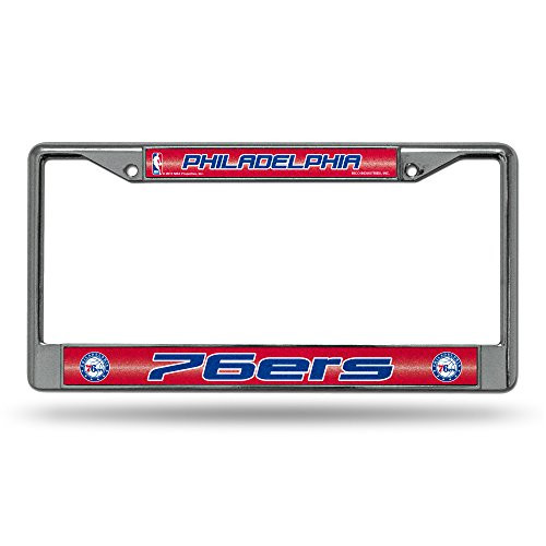 NBA Rico Industries Bling Chrome License Plate Frame with Glitter Accent, Philadelphia 76ers Team Color, 6 x 12.25-inches NBA Rico Industries Bling Chrome License Plate Frame with Glitter Accent, Philadelphia 76ers Team Color, 6 x 12.25-inches