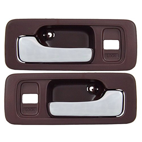 Pair Set Front Inside Red  and  Chrome Power Door Handles w/Lock Hole Replacement for Honda Accord Sedan 72165-SM4-003ZD 72125-SM4-003ZD