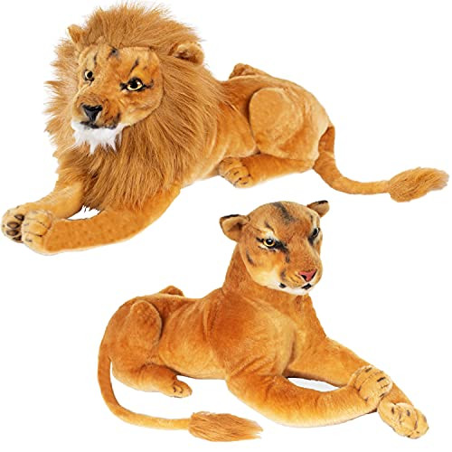 REAL PLANET Lion and Lioness 10" Realistic Soft Plush Stuffed Animal Toy Set REAL PLANET Lion and Lioness 10" Realistic Soft Plush Stuffed Animal Toy Set
