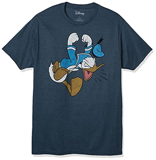 Disney Men's Full Size Donald Duck Tantrum T-Shirt, Navy Heather, Small