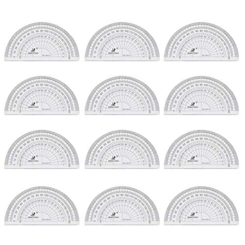 NUOBESTY 15pcs Math Protractor Clear Plastic Protractor 180 Degree for Angle Measurement Student School Office Supply