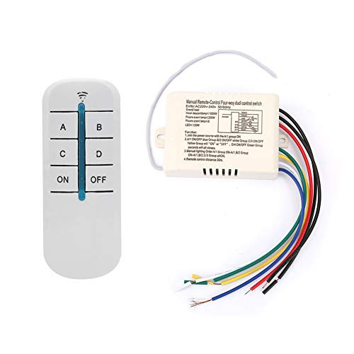 Ruspela 4 Ways ON/Off 220V Digital Wireless Wall Light Receiver Transmitter Remote Control Switch