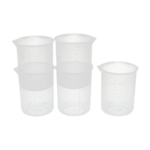 IIVVERR 5Pcs Kitchen Labotary 300mL Plastic Measuring Cup Jug Pour Spout Container -5Pcs Kitchen Labotary 300mL Taza de medición de plástico Jarra Pour Spout Container