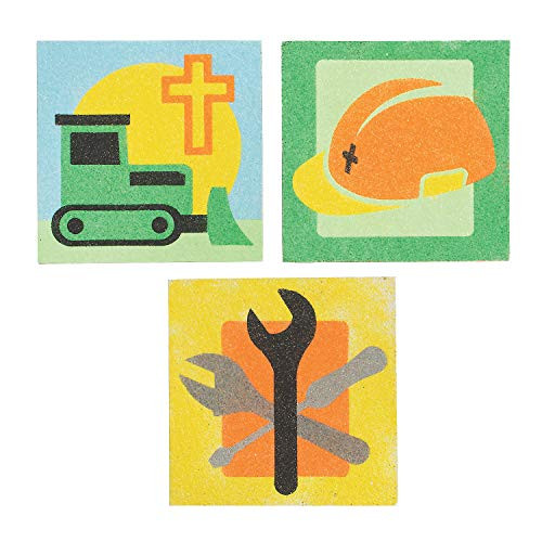CONSTRUCTION VBS SAND ART SHEETS - Craft Supplies - 12 Pieces
