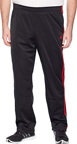 adidas Men's Big & Tall Essentials 3-Stripes Regular Fit Tricot Pants Black/Scarlet Large 34 Tall 34