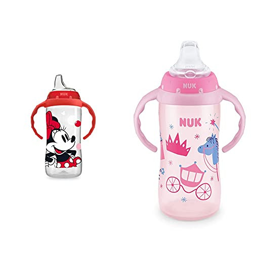 NUK Disney Large Learner Sippy Cup, Minnie Mouse, 10 Oz 1Pack with NUK Learner Cup, Kingdom, Flowers,10 Ounce