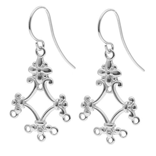 Dreambell 1 Pair 925 Sterling Silver Fleur de Lis Flower Chandelier Dangle French Wire Earring Hook Connector