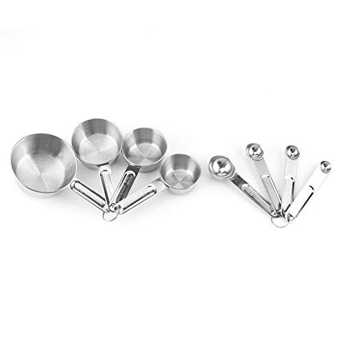 8Pcs/Set Stainless Steel Measuring Spoon Stackable Set - Measuring Set Cup Kit with Scales Household Kitchen Cooking Baking Tools