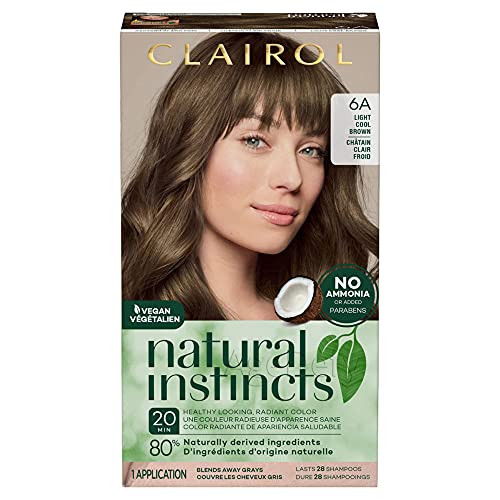 Clairol Natural Instincts Semi-Permanent Hair Dye, 6A Light Cool Brown Hair Color, 1 Count