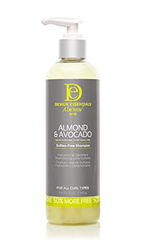 Design Essentials Moisturizing and Detangling Sulfate and Free Shampoo, Almond and Avocado Collection, 12 Ounces