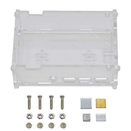 Davitu Module Board Raspberry Pi  and  Orange Pi - Transparent DIY Acrylic Case Box Shell with Screw and Silver Thin Copper Aluminum Heatsink for 3.5 Inch TFT Screen Raspberry Pi 4B