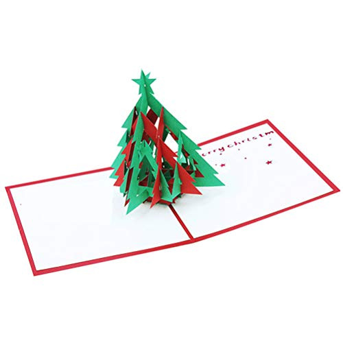 Toyvian 5pcs Creative 3D Greeting Card Christmas Themed Pop Up Cards Cute Hollow Xmas Blessing Card Festival Gift Party Supplies -Christmas Tree-