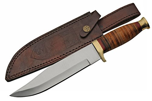 SZCO Supplies Stacked Leather Bowie Knife Hunting Knife SZCO Supplies Stacked Leather Bowie Knife Hunting Knife