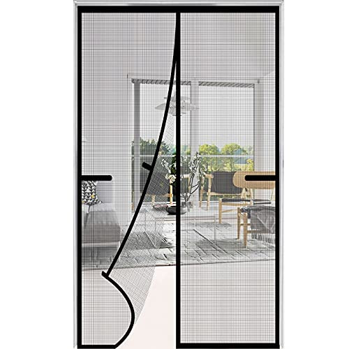 Magnetic Screen Door 36x82 inch Heavy Duty Magnetic Curtain Door Reinforced Fiberglass Mesh Curtain Door Full Frame, Hands Free, Pets Friendly