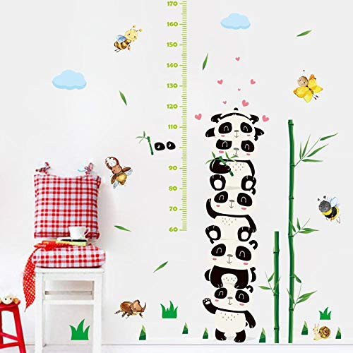 Wall Stickers Cartoon Panda Stack Animals Wall Stickers Height Ruler Measure Children's Room Kids Room Nursery Party Art Mural Poster