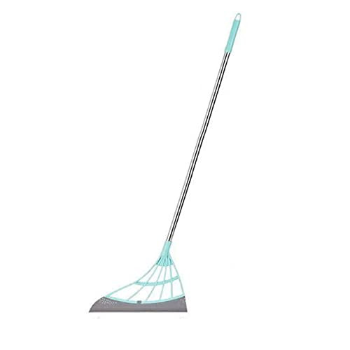 ZILV Multifunction Magic Broom, Squeegee Scraping Adjustable Sweeper, Adjustable Professional Squeegee, Floor Dust Mop Sweeper Wiper Pet Hair Removal Tool, Bathroom Wiping Broom -Green-