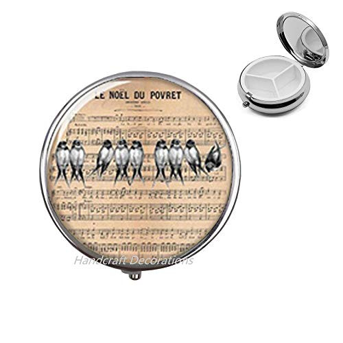 Swallow Pill Box,Birds on a Wire Sheet Music Pill Box Print Photo Birds Pill Box.F244