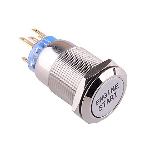 Fevas 12V White LED Car Engine Start Stop Push Button Switch Ignition Starter 3/4"