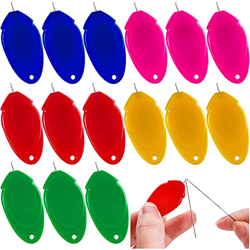 Needle Threader for Hand Sewing - 15 Pcs Needle Threader Plastic Wire Loop DIY Simple Needle Threader Hand Machine Sewing Tool for Sewing Crafting