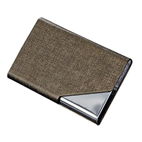 Professional Business Card Holder PU Leather and Stainless Steel Business Card Case Metal Card Holders Women Name Card Holders with Magnetic Shut -Brown- Professional Business Card Holder PU Leather and Stainless Steel Business Card Case Metal Card Holders Women Name Card Holders with Magnetic Shut -Brown-