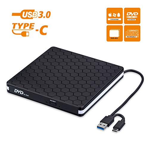 External CD Drive, Amicool USB 3.0 CD DVD +/-RW Drive Slim CD/DVD ROM Rewriter Burner Writer Portable for PC Laptop Desktop Mac Windows 7/8.1/10 Linux OS Apple