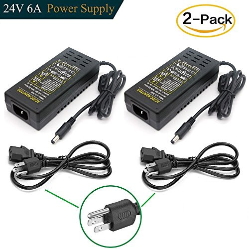 DC 24V 6A Power Supply Adapter, Superpower AC 100-240V to DC 24V Transformers, Wall Plug Switch 5.5mm x 2.1mm DC Plug Power Supply for 24V LED Strip Lights (Pack of 2) DC 24V 6A Power Supply Adapter, Superpower AC 100-240V to DC 24V Transformers, Wall Plug Switch 5.5mm x 2.1mm DC Plug Power Supply for 24V LED Strip Lights (Pack of 2)