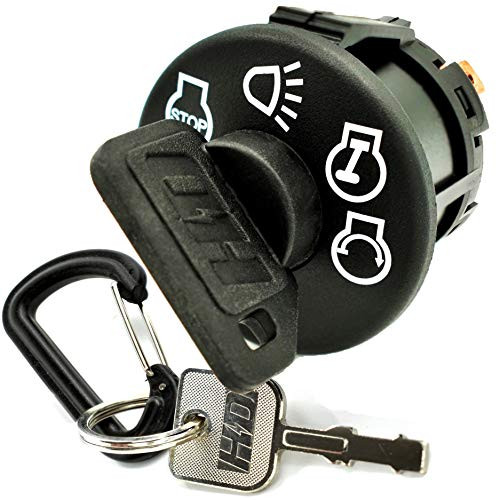 HD Switch - Starter Ignition Switch - w/DUST Shield - Replaces Husqvarna Jonsered Dixon AYP Sears Craftsman 163968, 175566, 532163968, 532175566, 12163 w/ 1 Umbrella  and  1 Steel Key  and  Free Carabiner