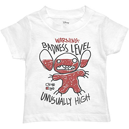 Disney Lilo and Stitch Badness Level Toddler Boys Juvy T-Shirt-White,Small-