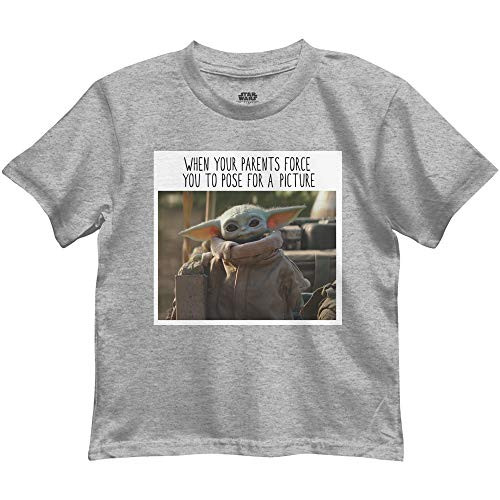 STAR WARS Mandalorian The Child Picture Pose Baby Yoda Boys Juvy T-Shirt-Heather Grey,X-Large-