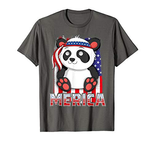 Merica Panda 4th of July T-Shirt Women Boys American Flag Merica Panda 4th of July T-Shirt Women Boys American Flag