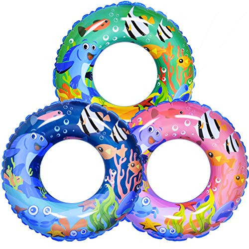 FUN LITTLE TOYS 3 Pack Inflatable Swim Tube, Sea Animal Inflatable Pool Tube Toys for Kids Adults, Summer Beach Water Float Party Pool Toys FUN LITTLE TOYS 3 Pack Inflatable Swim Tube, Sea Animal Inflatable Pool Tube Toys for Kids Adults, Summer Beach Water Float Party Pool Toys