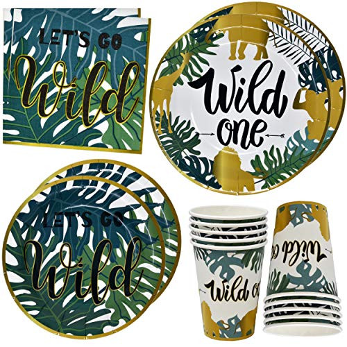 Wild One Party Supplies Tableware Set 24 9" Plates 24 7" Plate 24 9 Oz. Cups 50 Lunch Napkins for Jungle Safari Forest Animal Adventure Baby Shower First Birthday Theme Disposable Paper Dinnerware Wild One Party Supplies Tableware Set 24 9" Plates 24 7" Plate 24 9 Oz. Cups 50 Lunch Napkins for Jungle Safari Forest Animal Adventure Baby Shower First Birthday Theme Disposable Paper Dinnerware