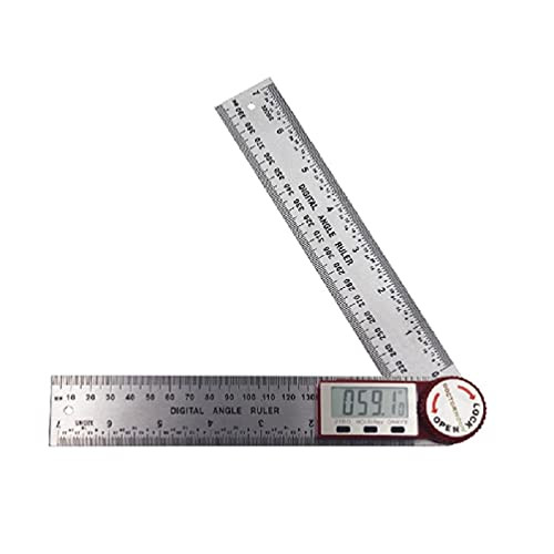 NAYIYE LCD Digital Angle Finder Ruler 360 Protractor Measure Tools Zeroing Digital Angle Meter Digital Angle Finder Protractor -Stainless Steel, 7inch/200mm-